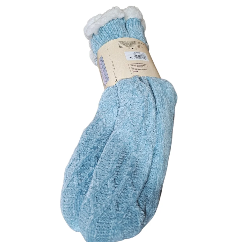Muk Luks Cabin Socks L/XL Cozy Fleece Lined Non Skid Winter Slipper Socks 2 Pair